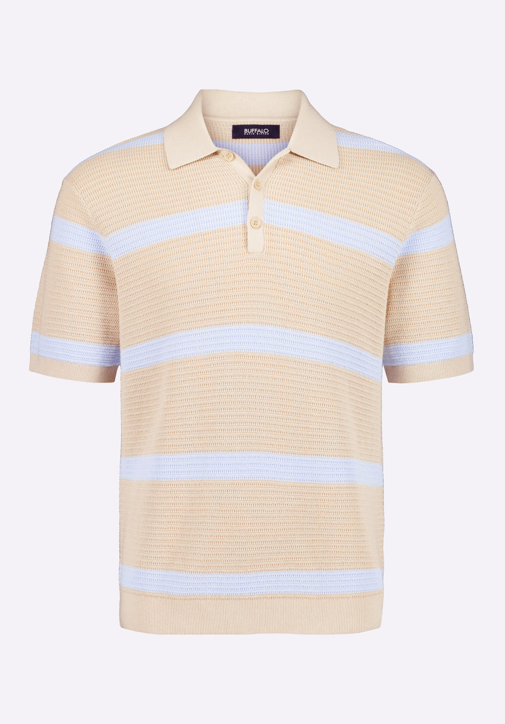Winder Men's Short-Sleeve Striped Sweater Polo, Peyote Beige