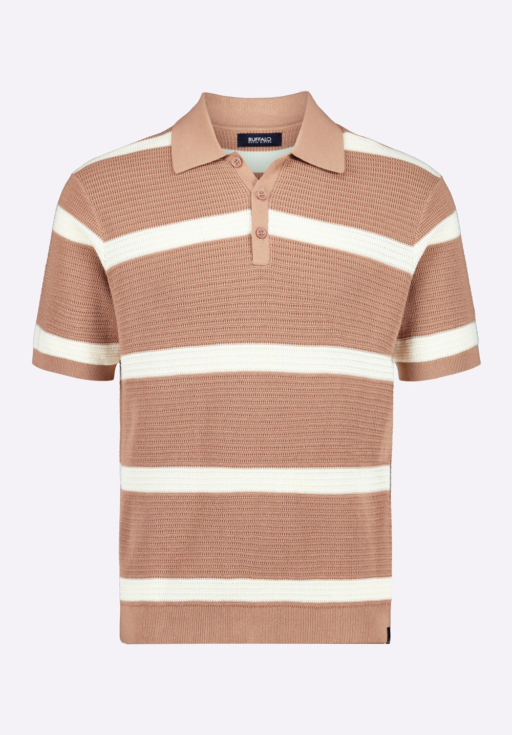 Winder Men's Short-Sleeve Striped Sweater Polo, Woodsmoke Brown