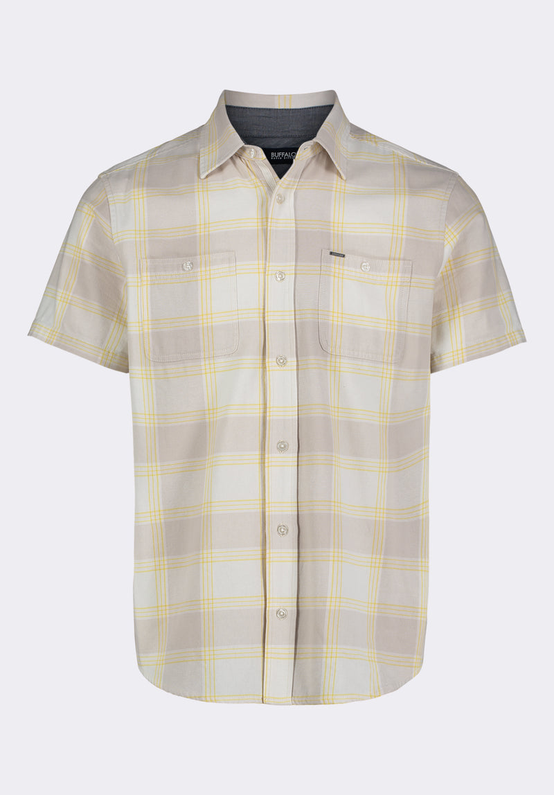 Men's Sagrino Fitted Plaid Button-Down Shirt - Milk Men's Sagrino Fitted Plaid Button-Down Shirt - Milk