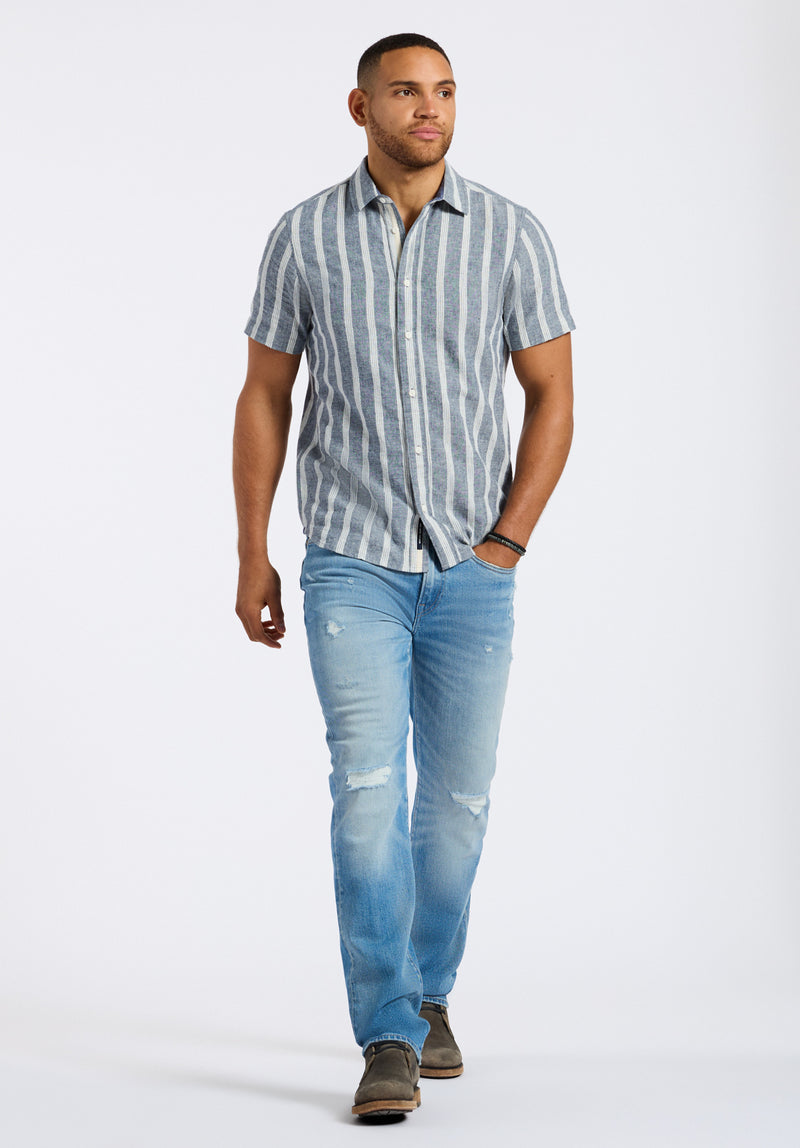 mens short sleeve striped dress shirts Chatsworth Stripe Cotton Short-Sleeve Button-Front Shirt in Shirts