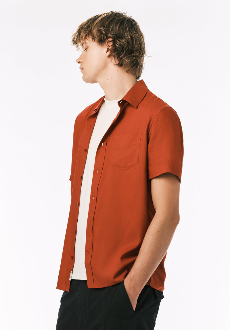 red short sleeve dress shirt Red Kap SP80 Men's Poplin Dress Shirt - Short Sleeve - Red
