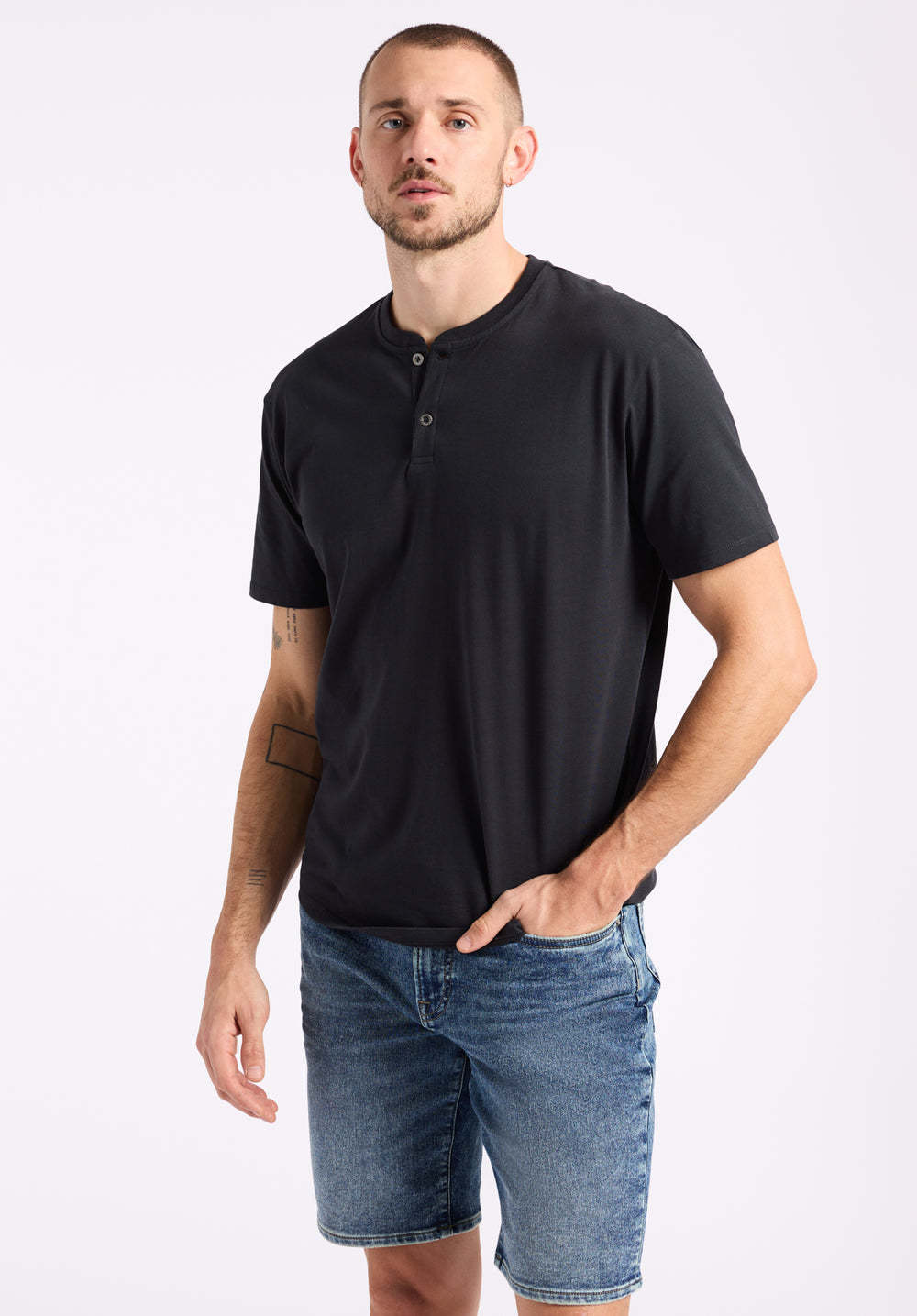 Essentials Men's Henley T-Shirt – Regular Fit, 100% Cotton Pique For Everyday Wear