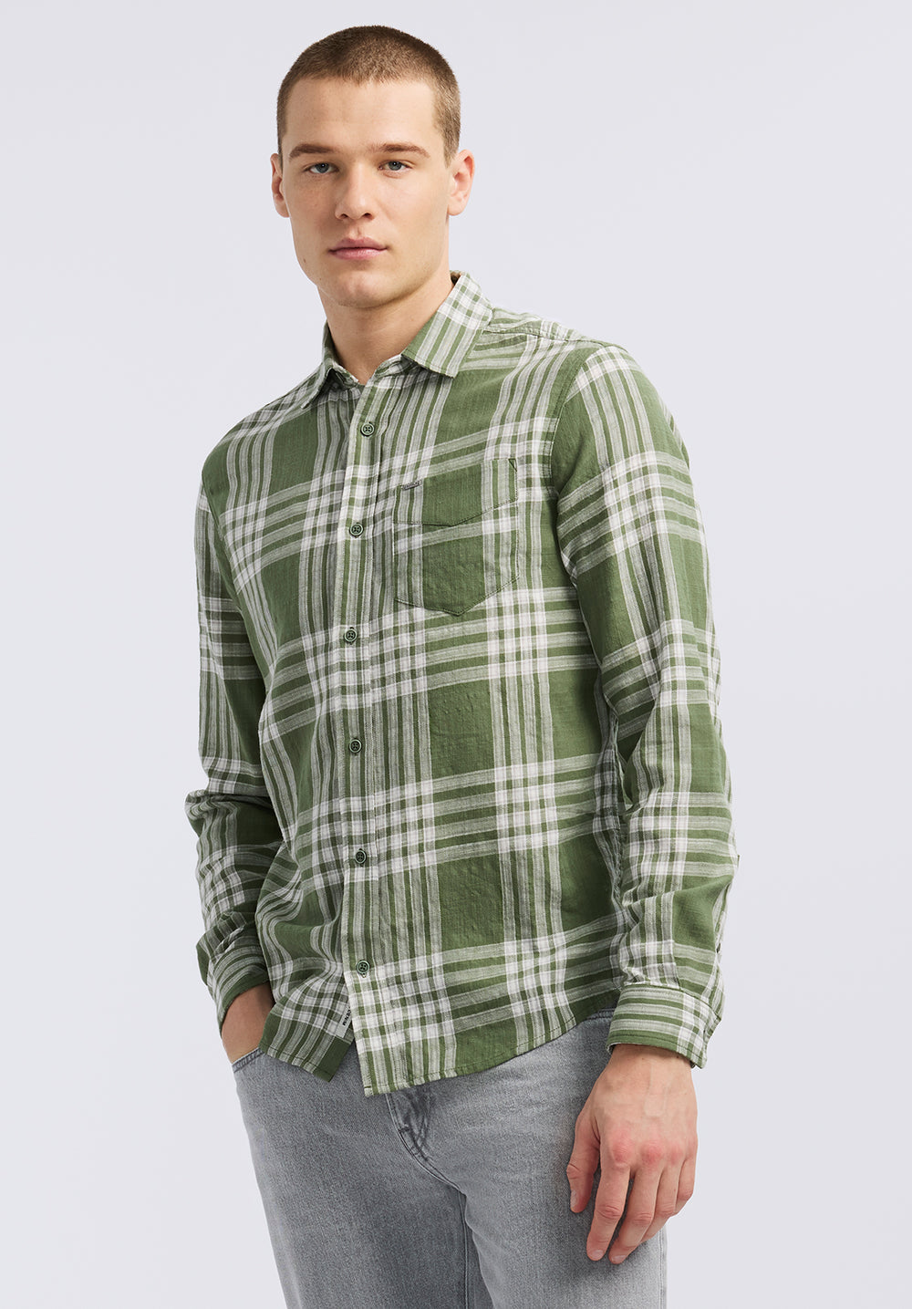 Saroz Men's Plaid Shirt, HEDGE GREEN – Buffalo Jeans