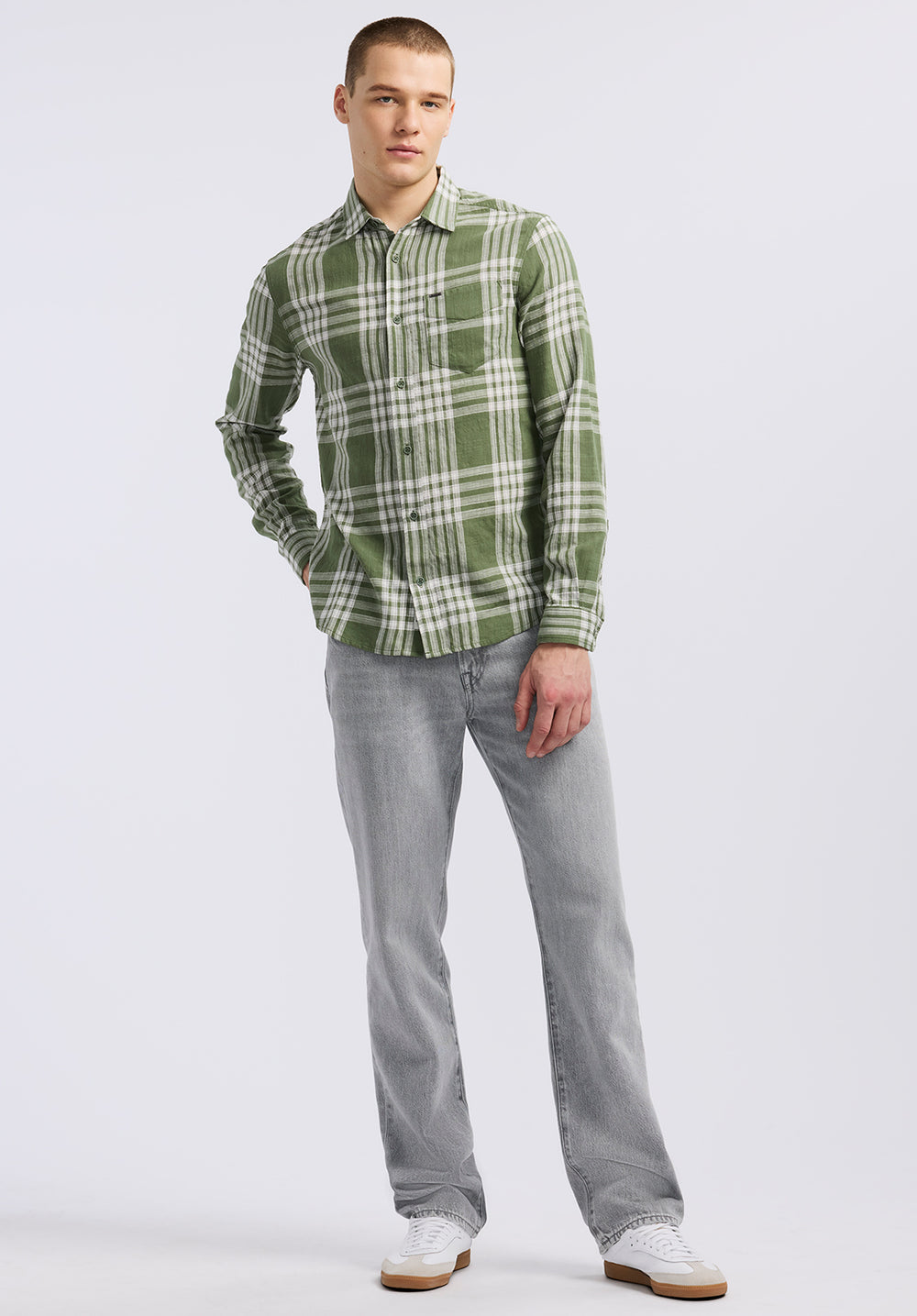 Buffalo Jeans Men's Saroz Plaid Shirt, Hedge Green - Size: M Buffalo Jeans Men's Saroz Plaid Shirt, Hedge Green - Size: M