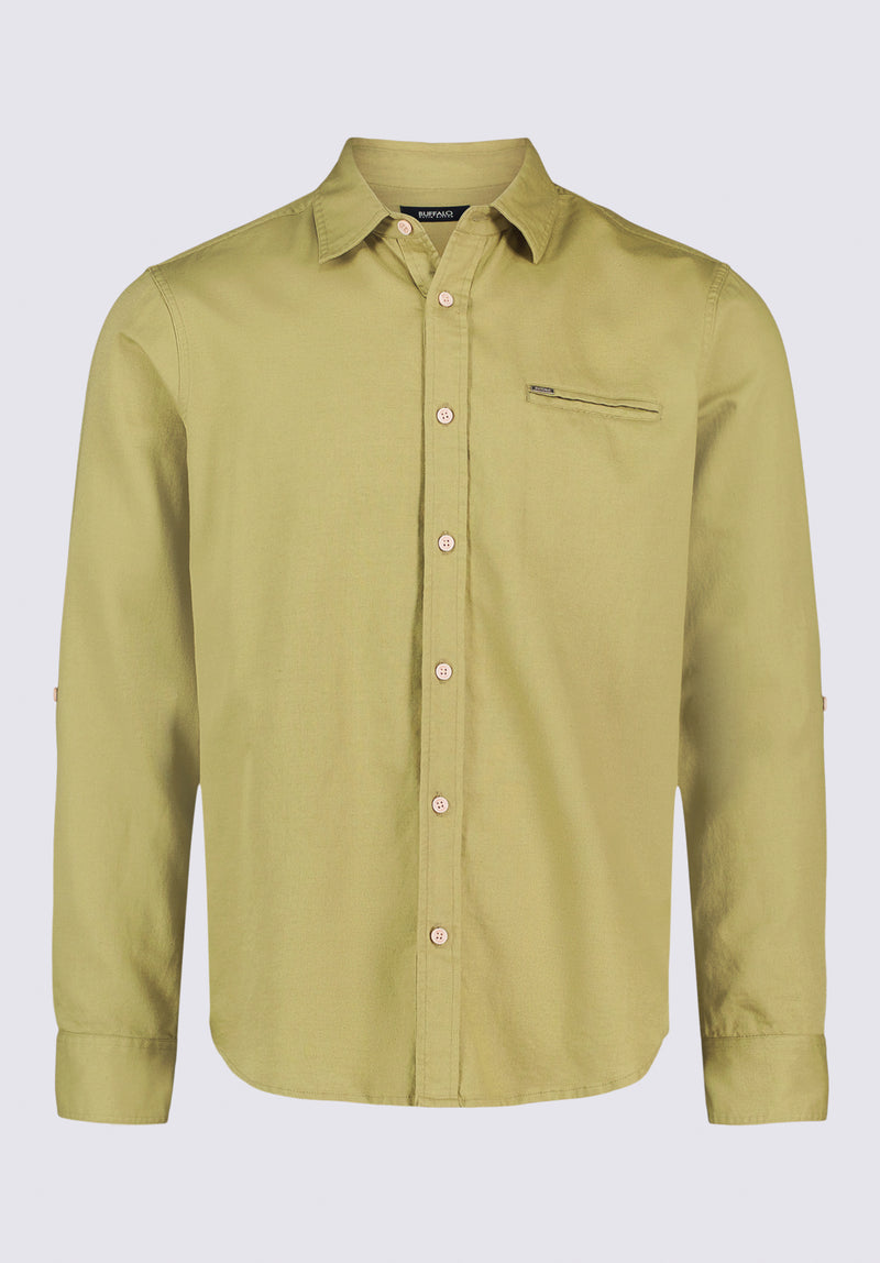 Men's Simbio Long Sleeve Button-Front Shirt - Green Olive - Size XXL Men's Simbio Long Sleeve Button-Front Shirt - Green Olive - Size XXL