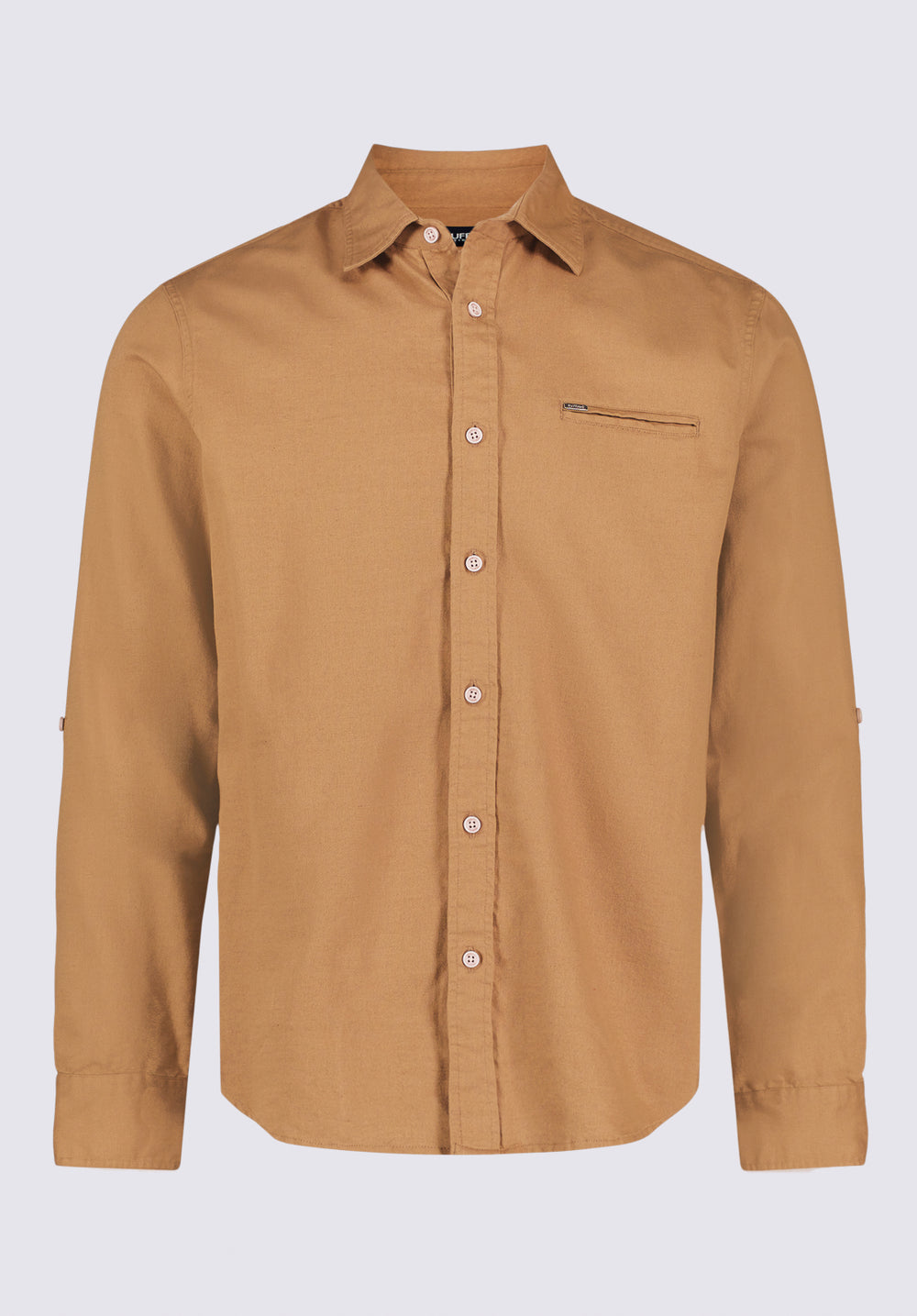 Simbio Men's Long-Sleeve Linen Blend Fitted Shirt, WOODSMOKE