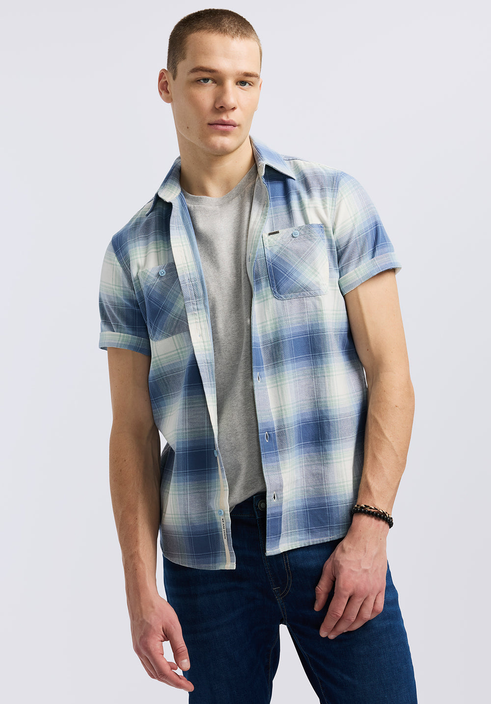 mens fitted short sleeve dress shirts Phenom Classic Light Blue Short Sleeve Dress Shirt – Classic and Comfortable Wear