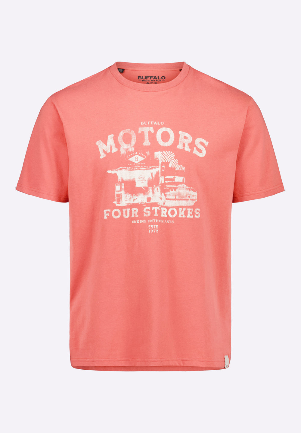 Trokes Men's Graphic T-Shirt with Motors Print, Mineral Red