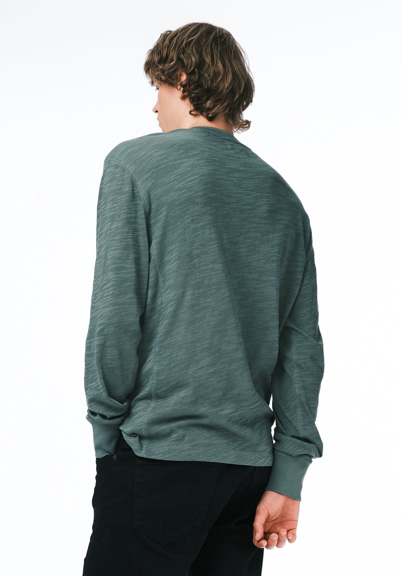 Kandid Men's Long-Sleeve Relaxed Henley Top color DARK FOREST