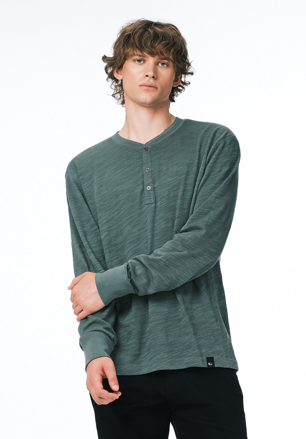 Kandid Men's Long Sleeve Relaxed Henley, Dark Forest – Buffalo Jeans