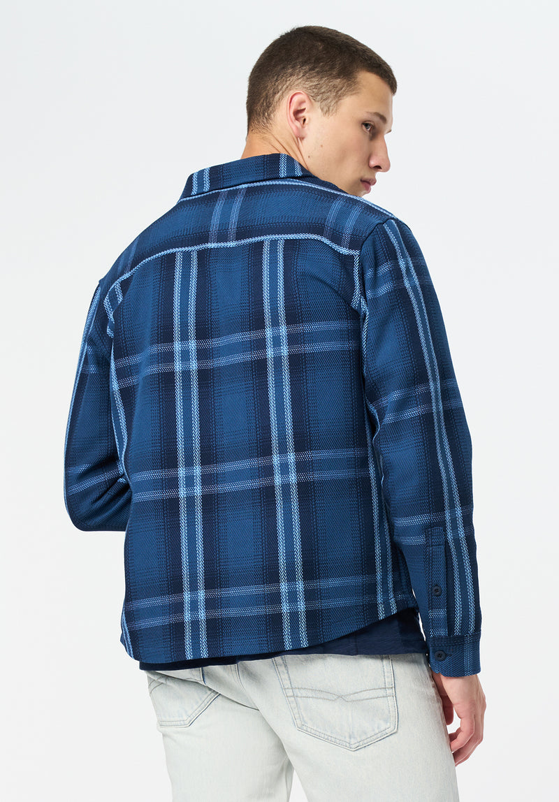 Samme Men's Long-Sleeve Relaxed Plaid Shirt color WHALE