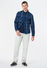 Samme Men's Long-Sleeve Relaxed Plaid Shirt color WHALE