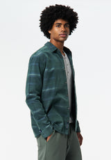 Sinclair Men’s Long-Sleeve Plaid Corduroy Shirt with Chest Pocket color WHALE