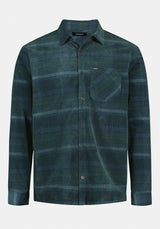 Sinclair Men’s Long-Sleeve Plaid Corduroy Shirt with Chest Pocket color WHALE