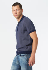 Walbert Men's Short-Sleeve Striped Sweater Polo color WHALE