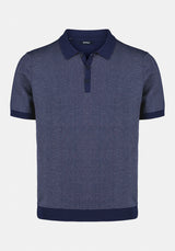 Walbert Men's Short-Sleeve Striped Sweater Polo color WHALE