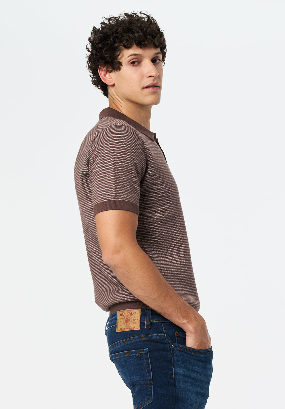 トップス BoTT MARLED KNIT POLO / BROWN BoTT MARLED KNIT POLO / BROWN Knit Polo Brown 9G Mouliné Jeans