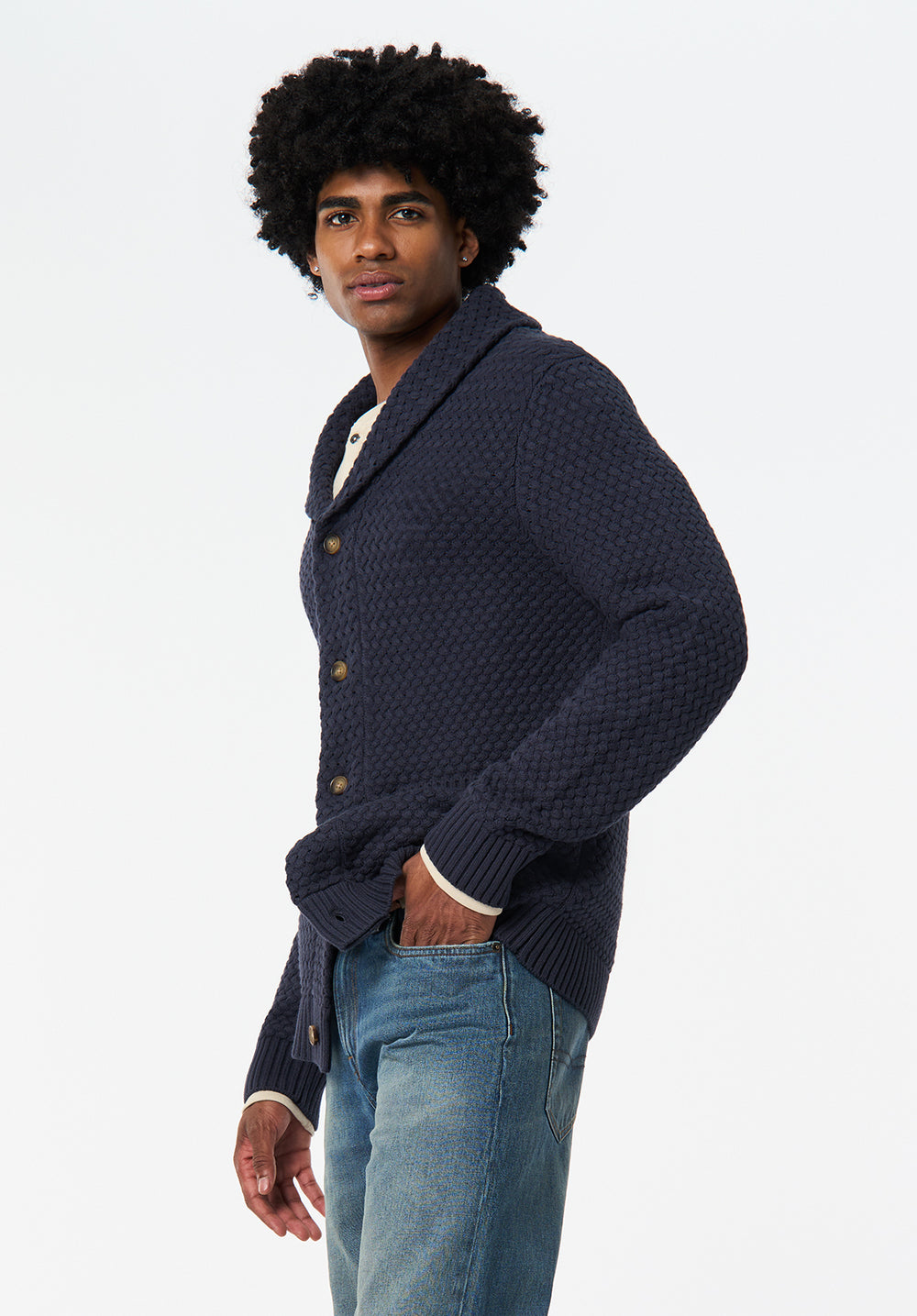 Wendell Textured Shawl Collar Relaxed Cardigan – Buffalo Jeans