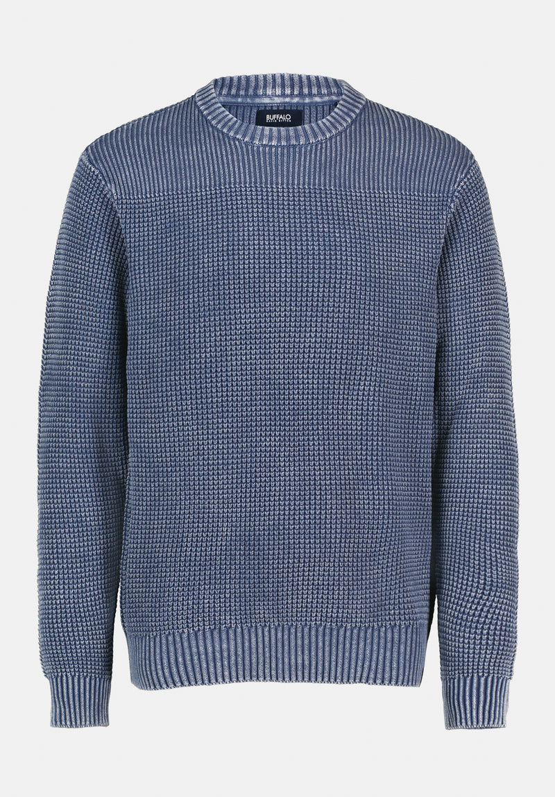 Washy Men's Textured Knit Crewneck Sweater color WHALE