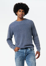 Washy Men's Textured Knit Crewneck Sweater color WHALE