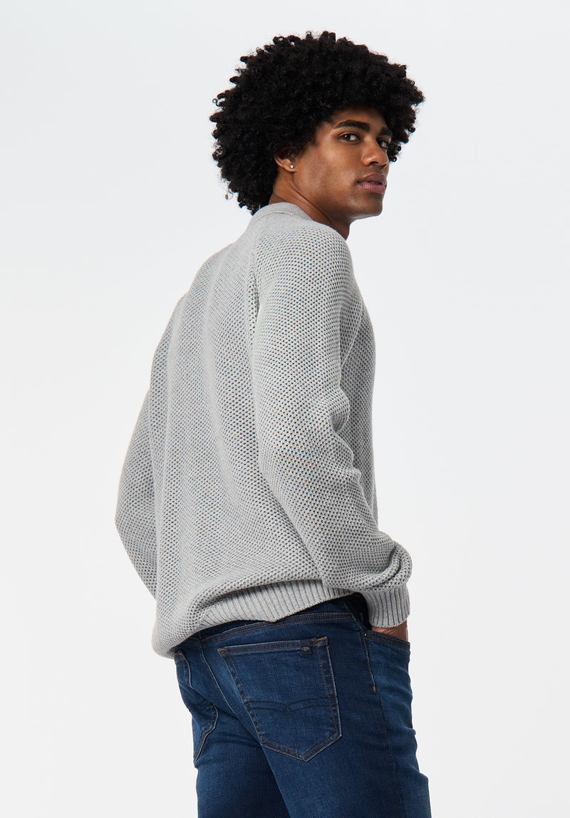 Warren Men's Long-Sleeve Relaxed Sweater Polo color HEATHER GREY