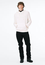 Wilbur Men's Knit Hoodie with Kangaroo Pocket color MILK