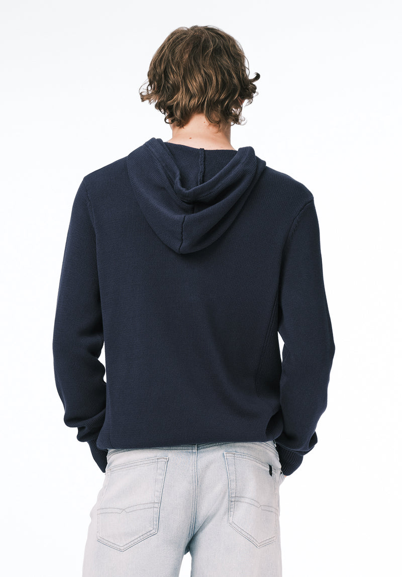 Wilbur Men's Knit Hoodie with Kangaroo Pocket color WHALE