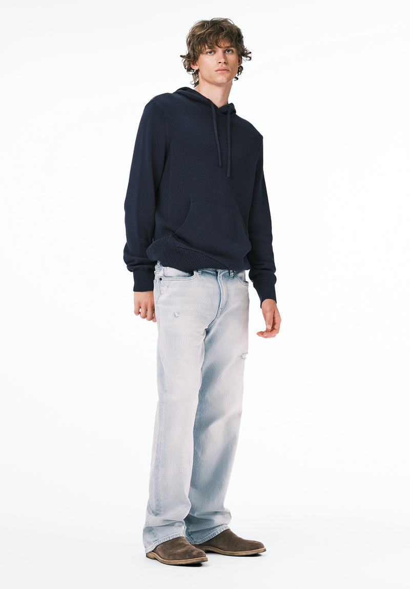 Wilbur Men's Knit Hoodie with Kangaroo Pocket color WHALE