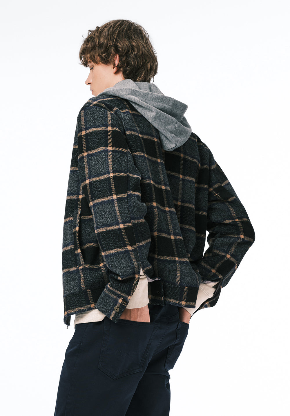 Jude Men's Boxy Plaid Jacket, Charcoal – Buffalo Jeans