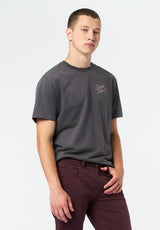 Tavian Men's Graphic T-Shirt with Desert Hustlin Print color GRAY PINSTRIPE