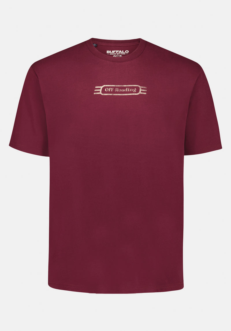 Tymon Men's Graphic T-Shirt with 4Wheels Print color MAROON BANNER