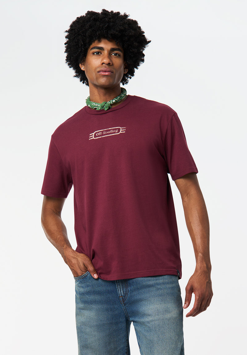 Tymon Men's Graphic T-Shirt with 4Wheels Print color MAROON BANNER