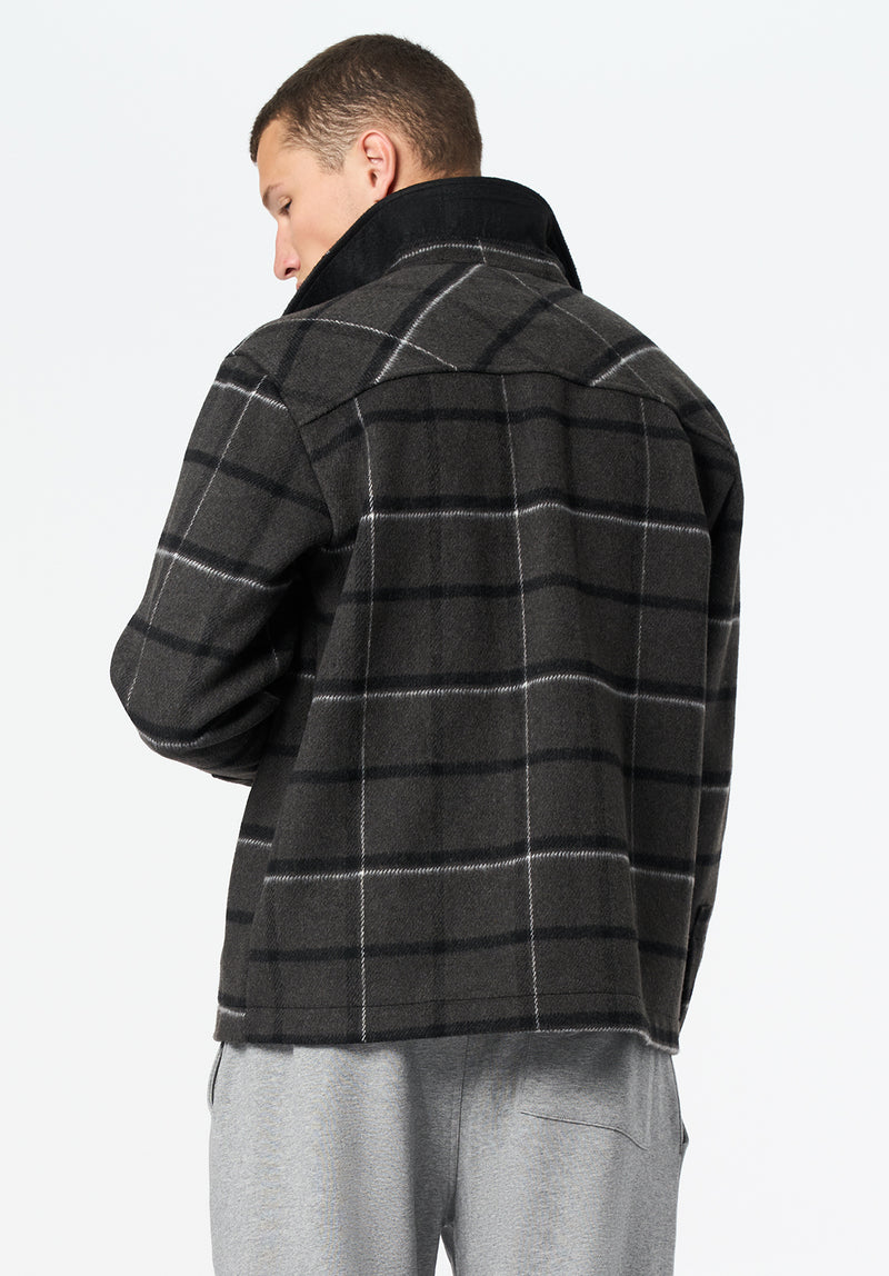 Jace Men's Plaid Shacket color CHARCOAL