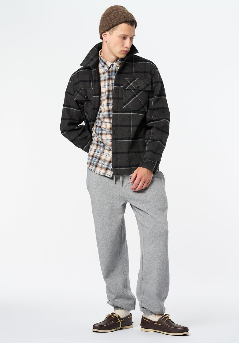 Jace Men's Plaid Shacket color CHARCOAL