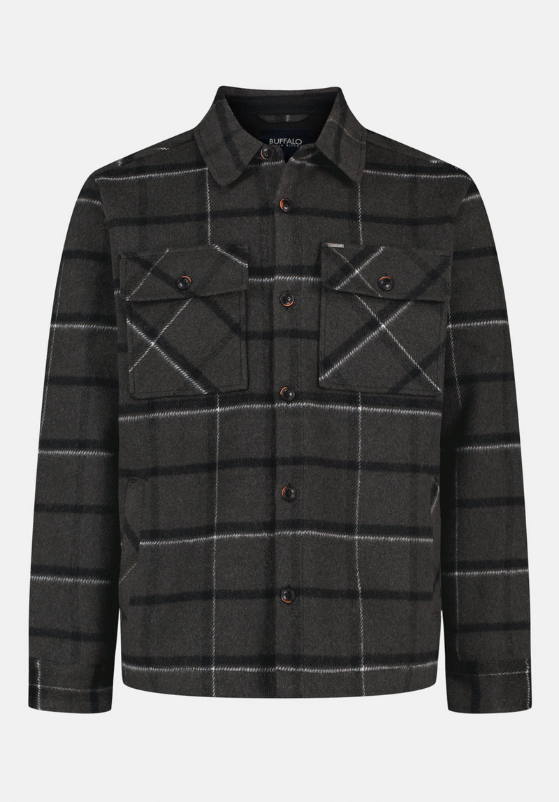 Jace Men's Plaid Shacket color CHARCOAL