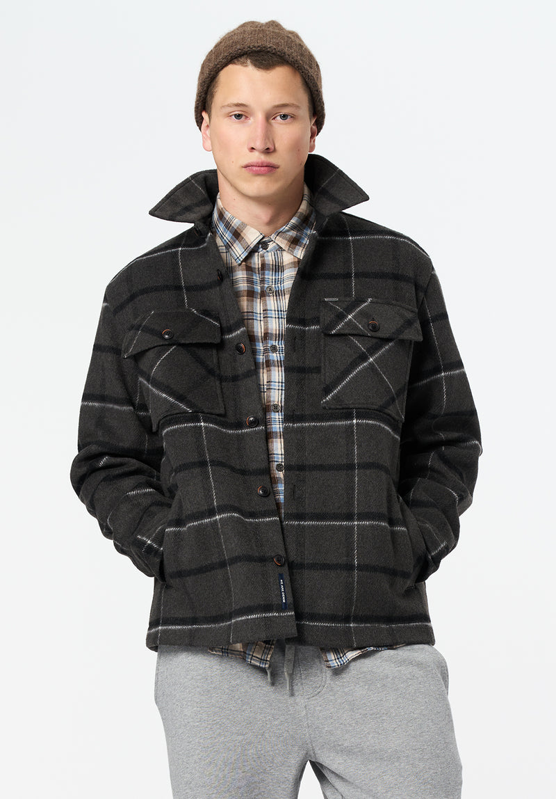 Jace Men's Plaid Shacket color CHARCOAL