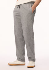 Pilsen Men's Linen-Blend Straight-Leg Pull-On Pants, Heather Black - BM24724