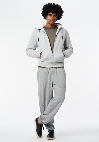 Fasox Men's Sherpa Lined Full-Zip Hoodie, Heather Grey – Buffalo Jeans