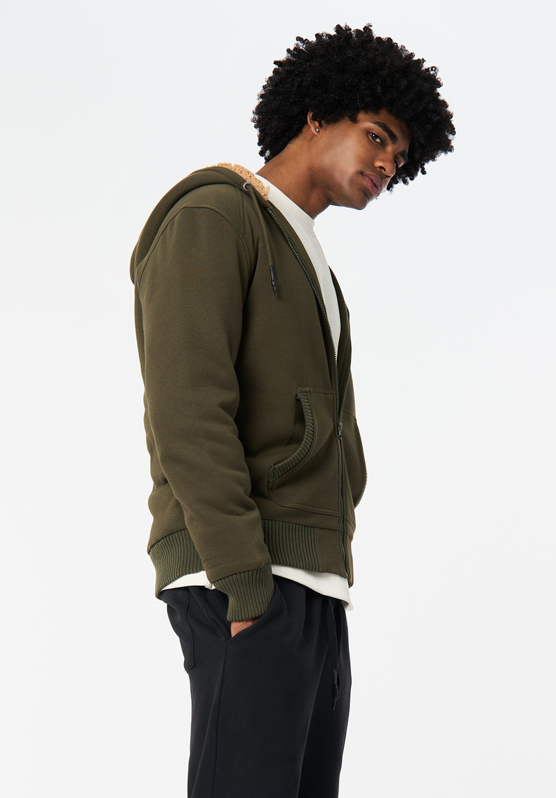 Fasox Men's Sherpa Lined Full-Zip Hoodie, Fern – Buffalo Jeans