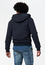 Fasox Men's Relaxed Full-Zip Hooded Jacket with Sherpa Lining color WHALE