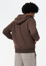 Fasox Men's Relaxed Full-Zip Hooded Jacket with Sherpa Lining color CHOCOLATE BROWN