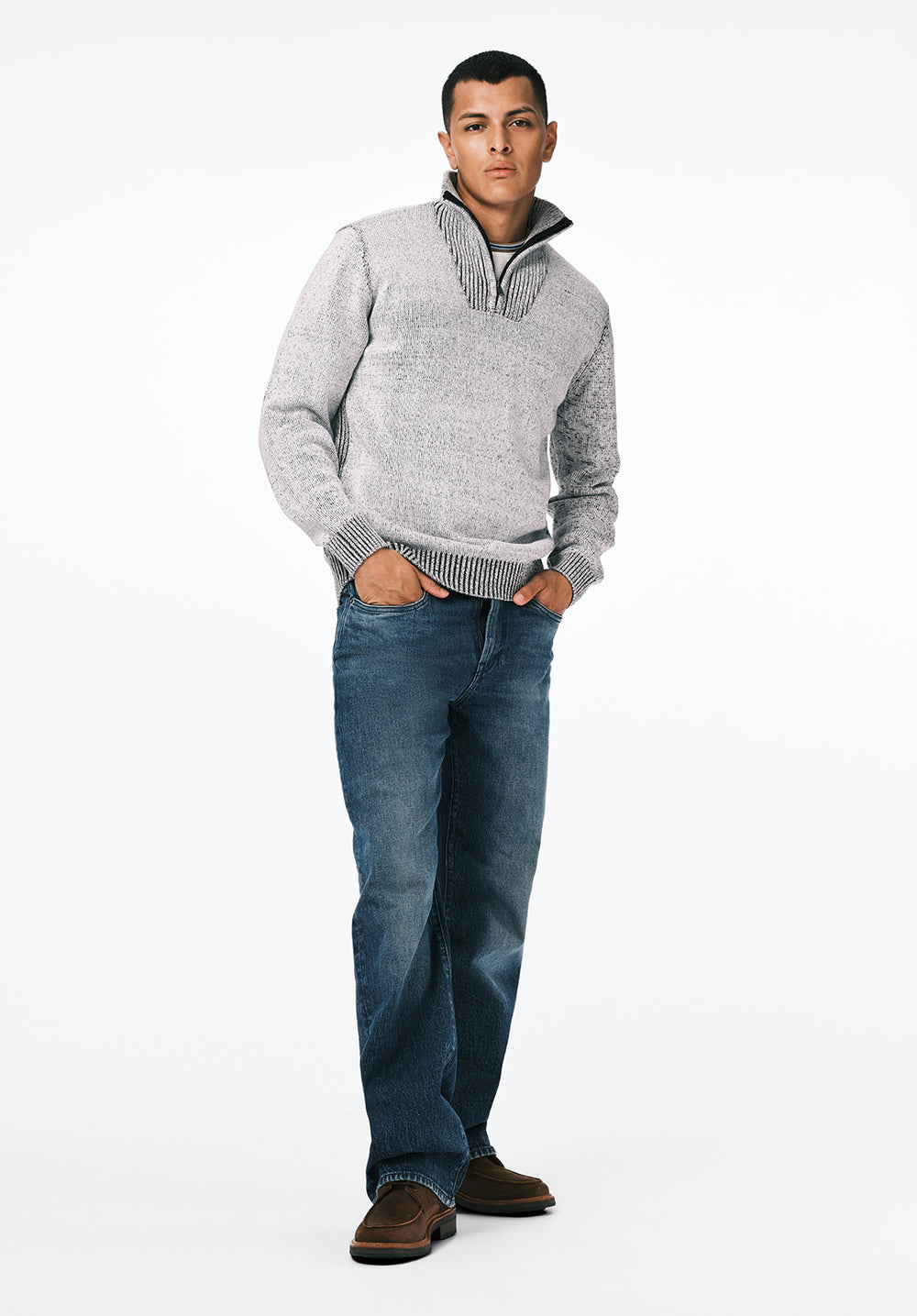 Wello Men's Quarter-Zip Ribbed Knit Sweater, CHARLIE – Buffalo Jeans