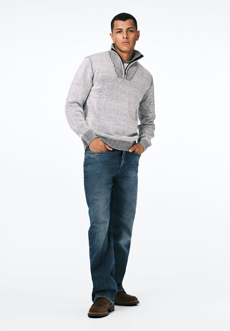 mens sweater over dress shirt Buffalo Jeans Men's Wello Ribbed Knit Quarter-Zip Sweater, Charlie