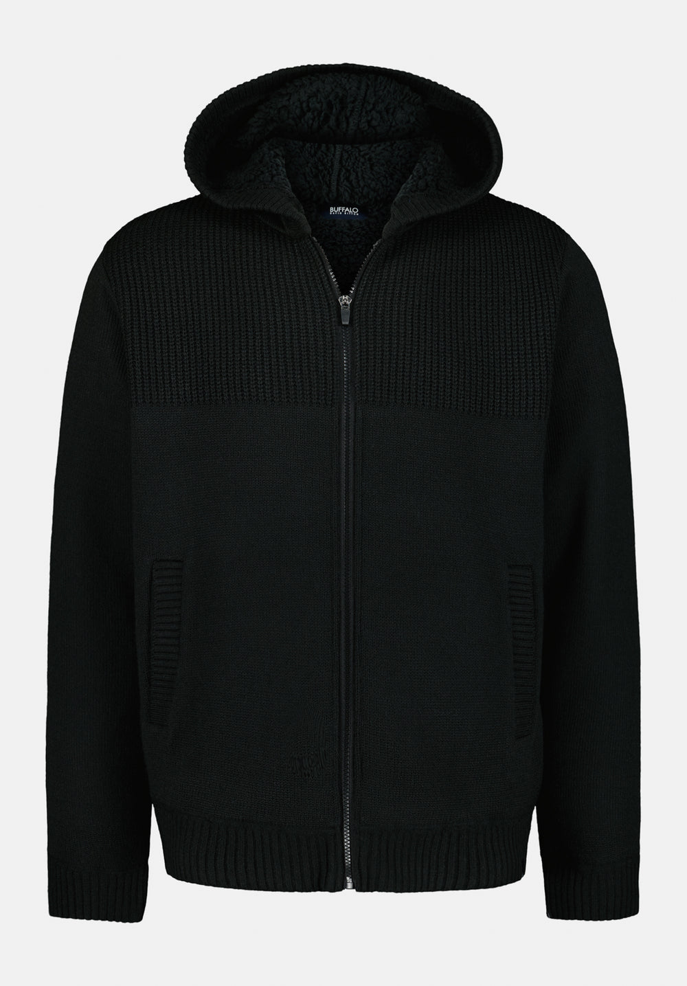 Walmick Men's Full-Zip Knit Hooded Jacket with Sherpa Lining