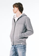 Walmick Men's Full-Zip Knit Hooded Jacket with Sherpa Lining color HEATHER GREY