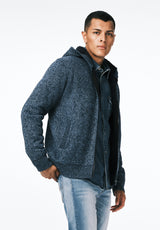 Walmick Men's Full-Zip Knit Hooded Jacket with Sherpa Lining color MIRAGE