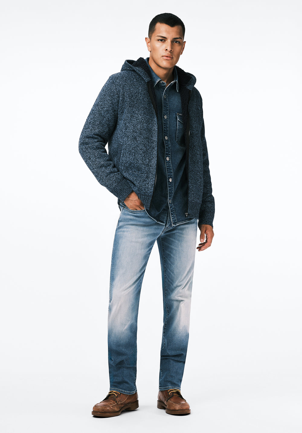 Walmick Men's Sherpa Lined Full-Zip Sweater Hoodie, Mirage
