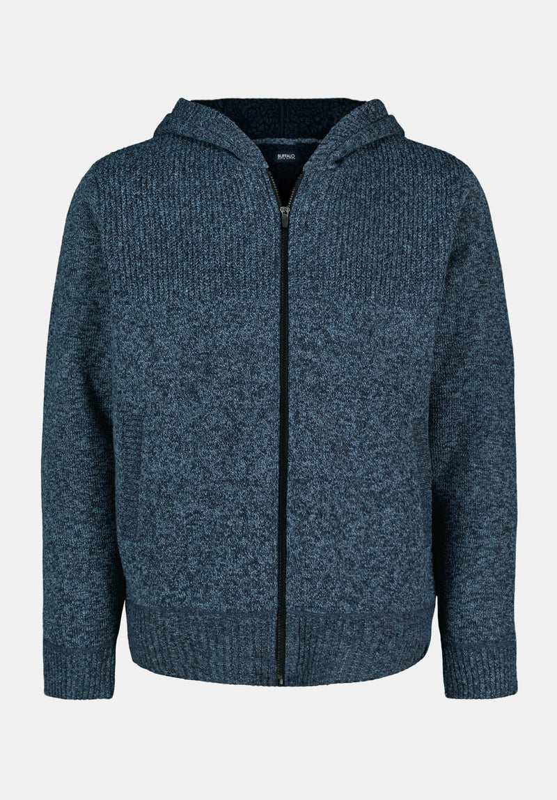 Walmick Men's Full-Zip Knit Hooded Jacket with Sherpa Lining color MIRAGE