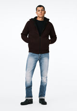 Walmick Men's Full-Zip Knit Hooded Jacket with Sherpa Lining color FICO