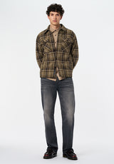 Jaceko Men's Sherpa-Lined Plaid Shirt Jacket color FERN